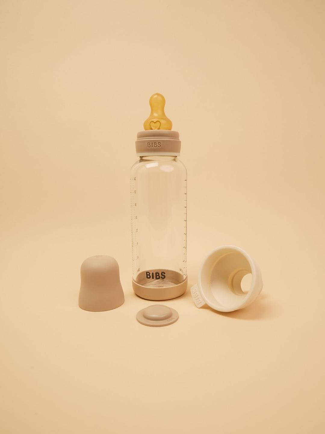 BIBS baby glass bottle glow, BIBS pimedas helendav klaasist lutipudel