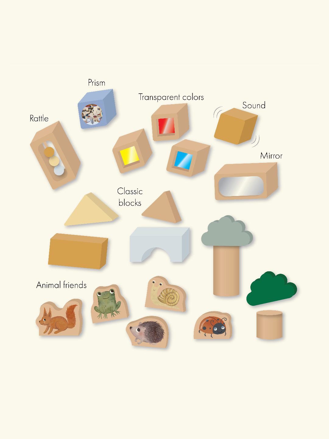 Filibabba suitcase kit wooden sensory blocks, Filibabba puidust sensoorsed klotsid kohvris