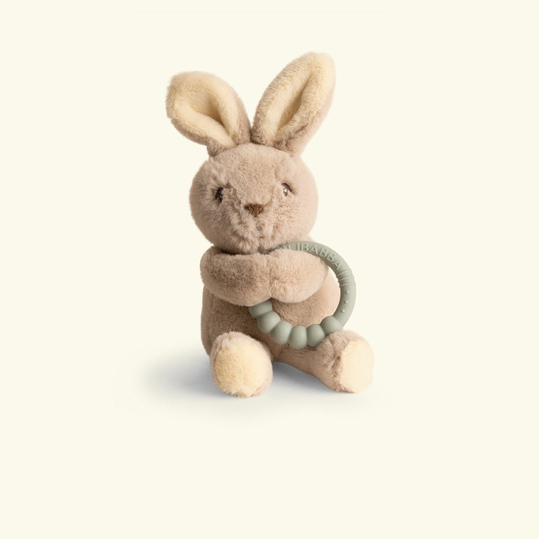Filibabba rättle with teethe bunny, Filibabba silikoonist närimisrõngaga kõristi jänku
