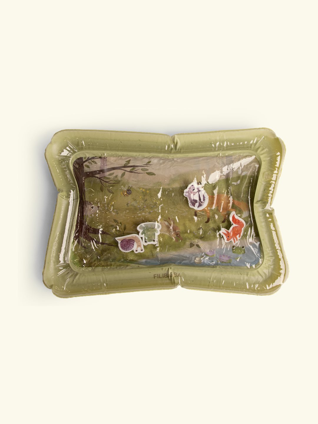 Filibabba water mat for tummy time forest friends, Filibabba veega matt kõhutamiseks, beebi kõhutamise tegelusmatt, metsaloomad