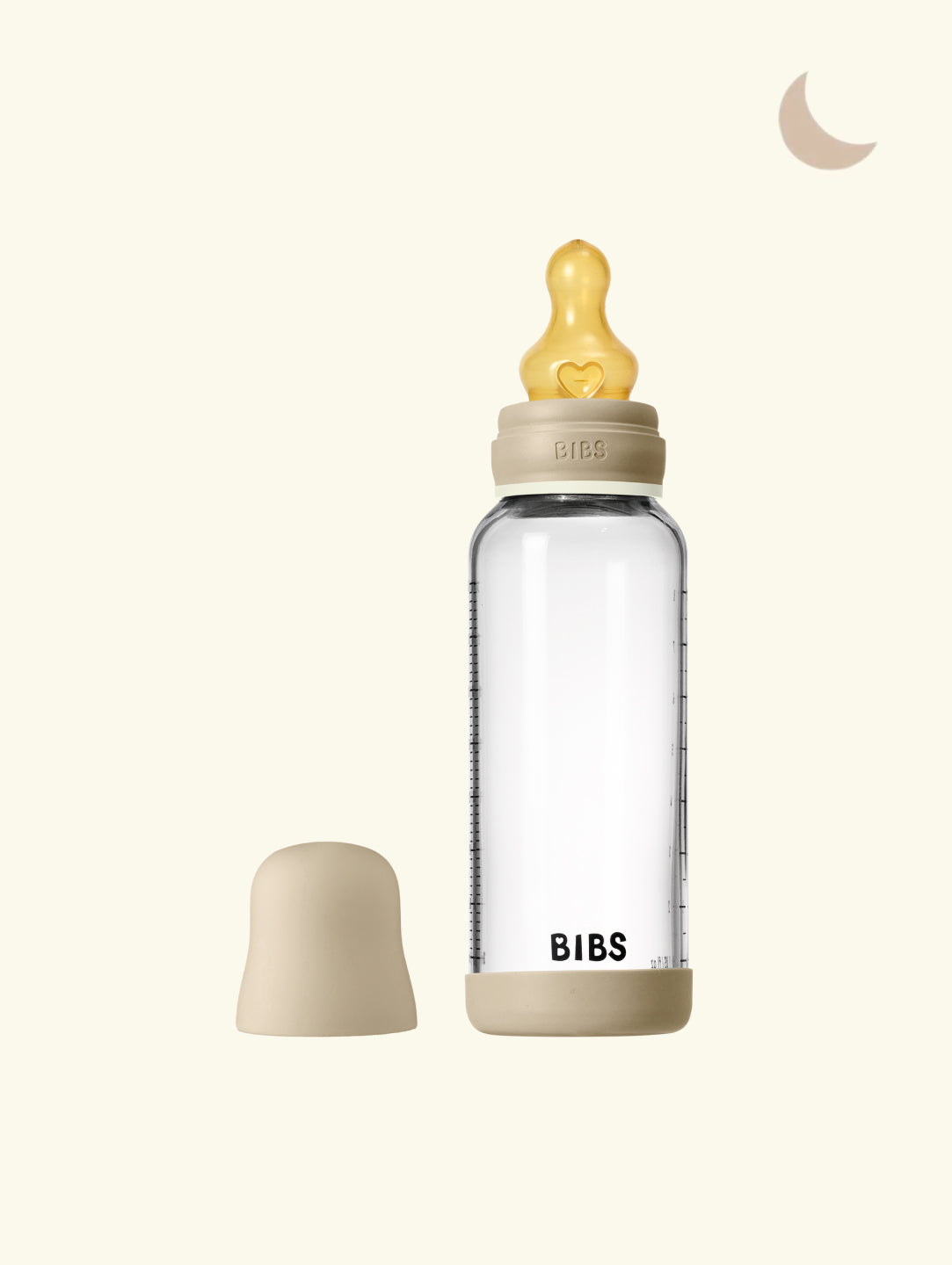 BIBS baby glass bottle glow, BIBS pimedas helendav klaasist lutipudel