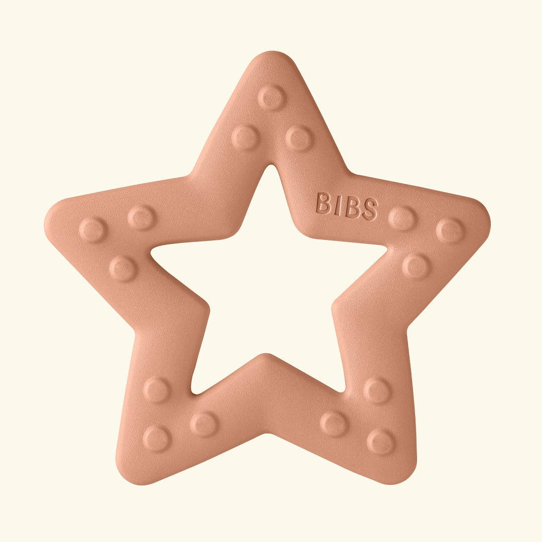 BIBS bitie teether star, BIBS närimisrõngas täht, peach