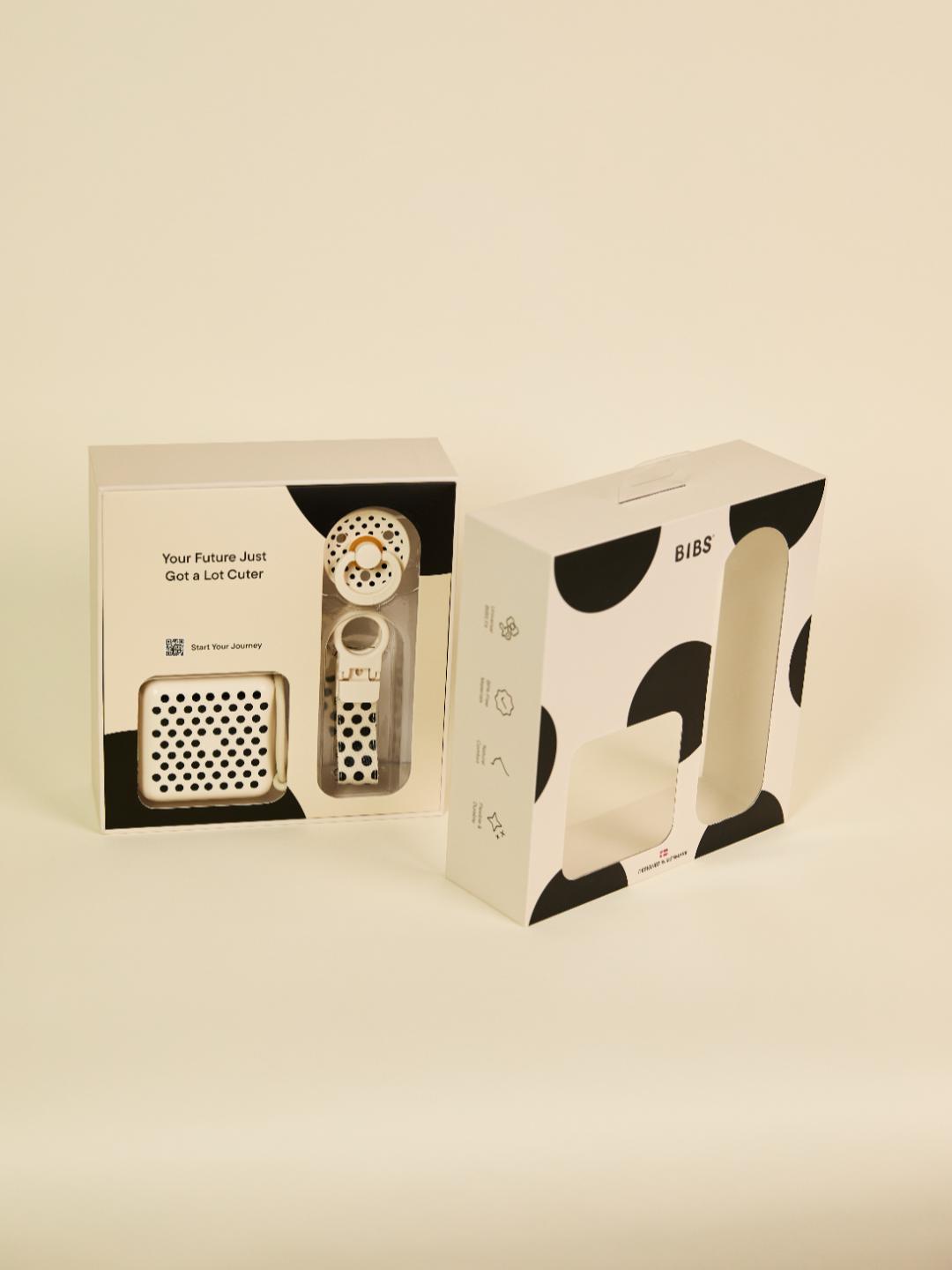 BIBS Sooth&Go Gift Set, Colour Round Pacifier, pacifier box and pacifier clip, Polka Dots, BIBS kinkekomplekt beebilutt, lutikarp ja lutikett, all-groups