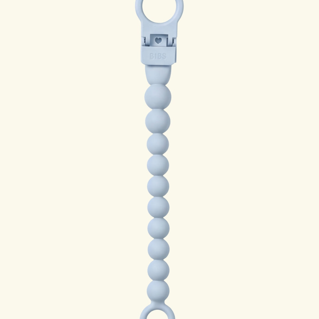 BIBS pacifier clip beaded, BIBS lutikett helmestega, pärlitega, Baby Blue