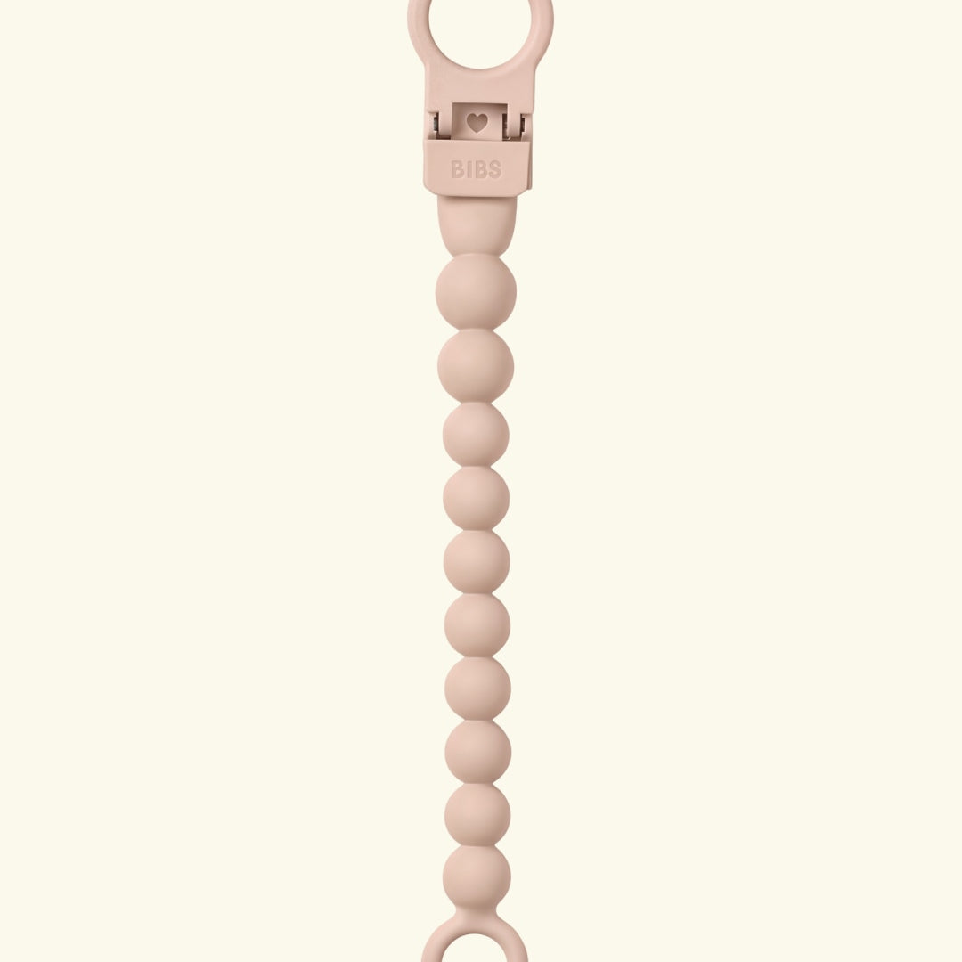 BIBS pacifier clip beaded, BIBS lutikett helmestega, pärlitega, blush
