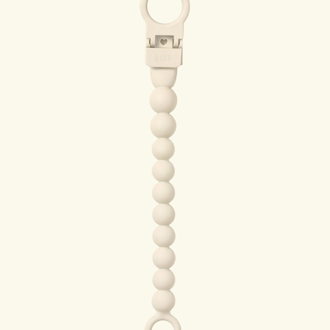 BIBS pacifier clip beaded, BIBS lutikett helmestega, pärlitega, ivory