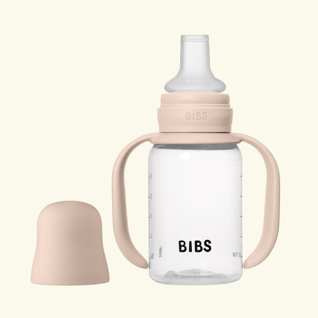 BIBS baby sippy bottle with silicone spout, BIBS tilaga joogipudel silikoonist otsaga, blush roosa