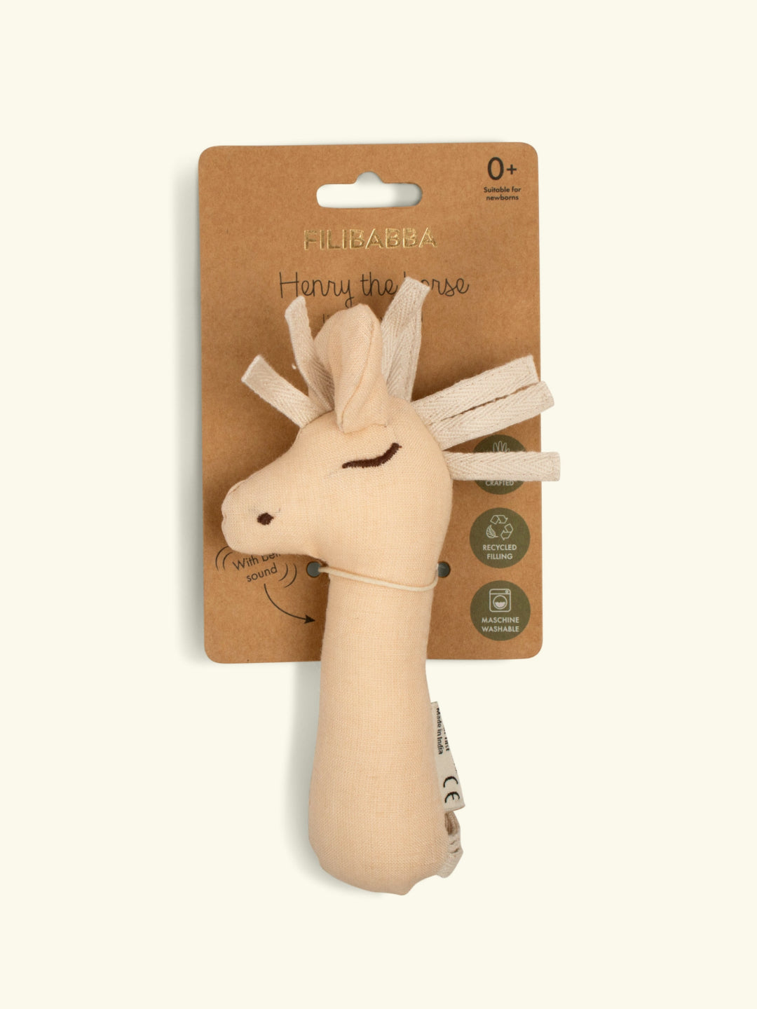 Filibabba Linen Rattle Toy - Henry The Horse, linane kõristi