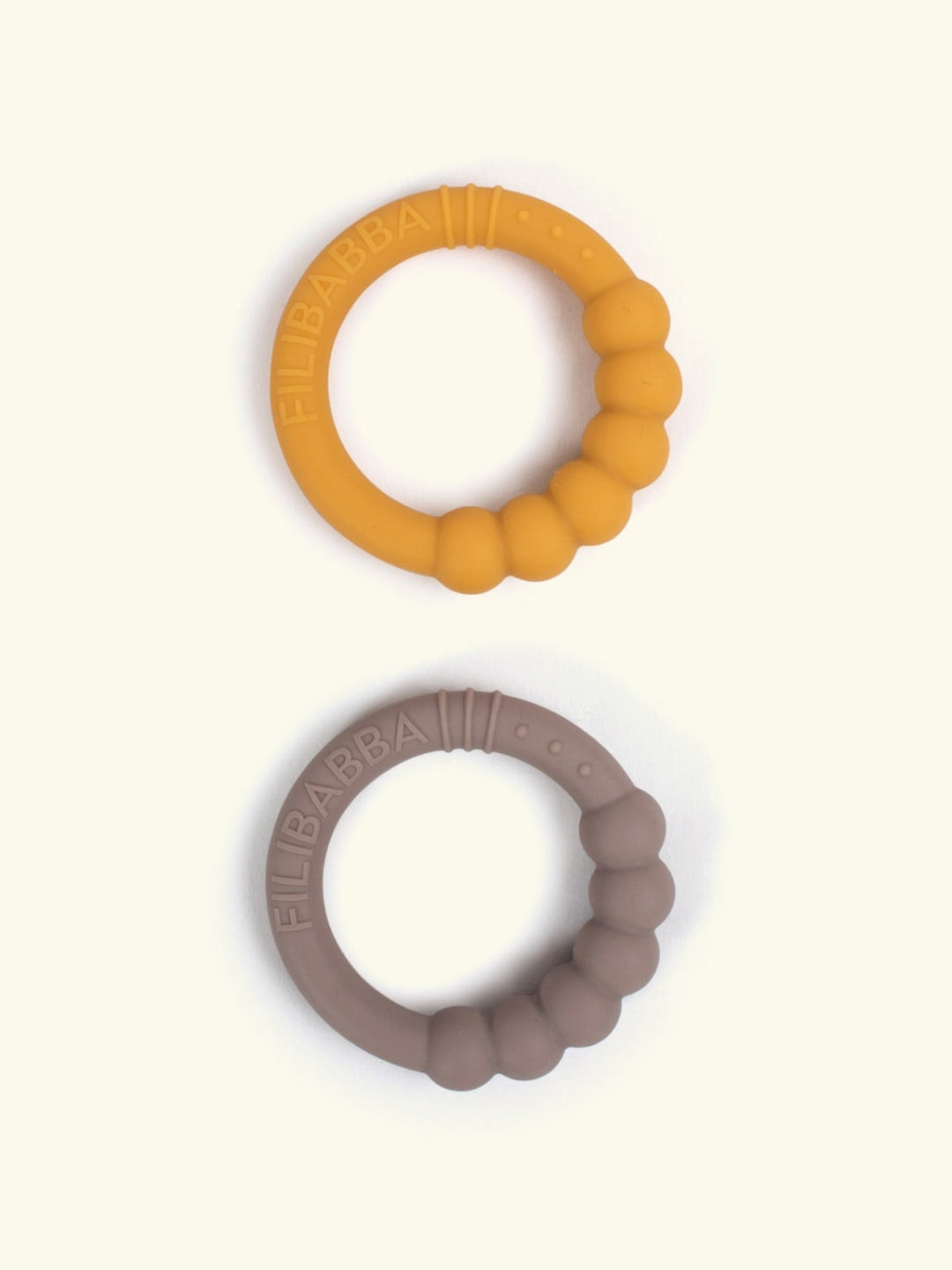 Filibabba Teether rings 2-pack Vintage Rose, Filibabba närimisrõngad 2-pakk warm grey honey gold