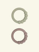 Filibabba Teether rings 2-pack Vintage Rose, Filibabba närimisrõngad 2-pakk silt warm grey oil green