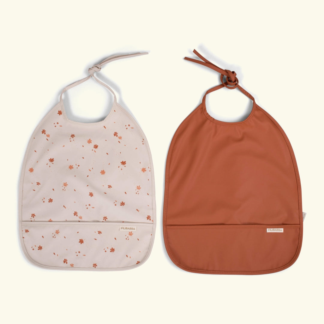 Filibabba bib with ties 2-pack chestnuts, Filibabba pidupõll paeltega 2-pakk, Chestnuts