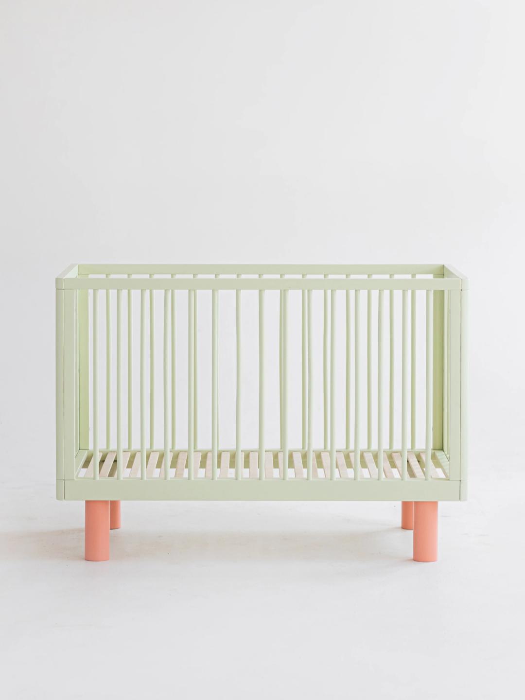 Karl & Fric Nox Cot - Blue, Karl & Fric beebivoodi, võrevoodi, beebi võrevoodi, Pistachio & Pink
