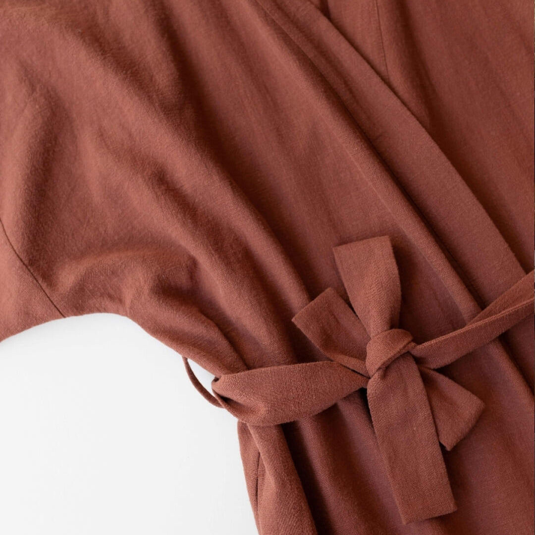 Haruu linen bathrobe, Haruu linane hommikumantel, brick red