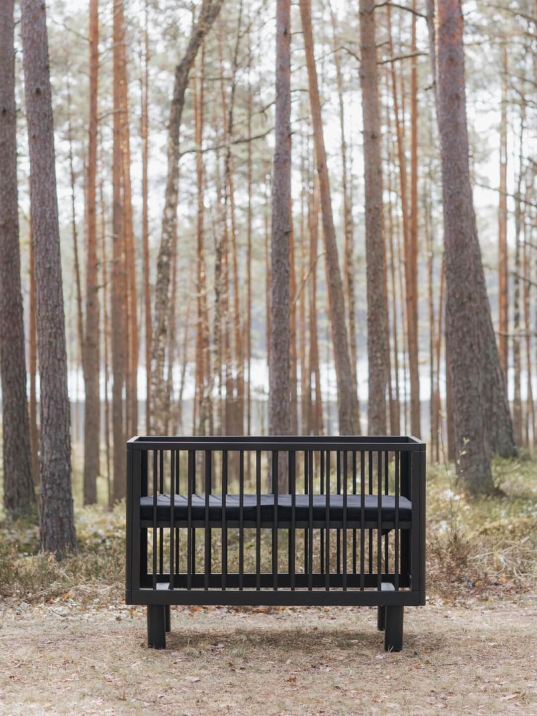 Karl & Fric Nox Cot - Black Satin, Karl & Fric Nox beebivoodi, võrevoodi, beebi võrevoodi