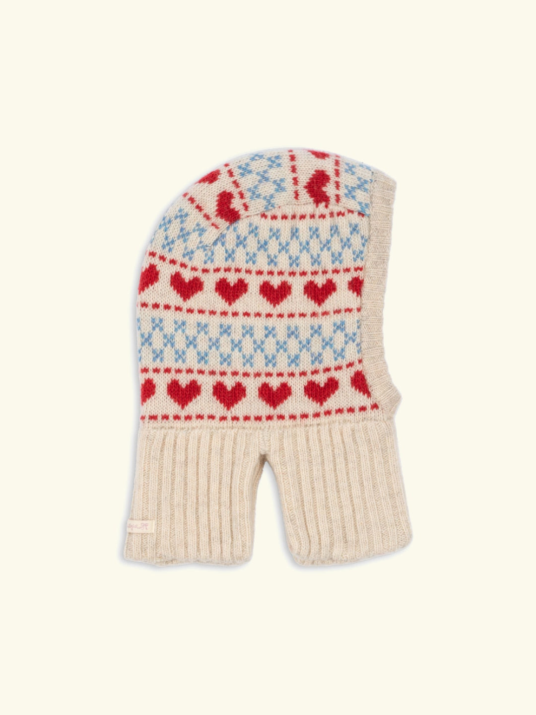 Konges Sløjd Belou Knit Balaclava, Konges Sløjd Belou kootud balaklava, mütssall, muster Hearts südamed