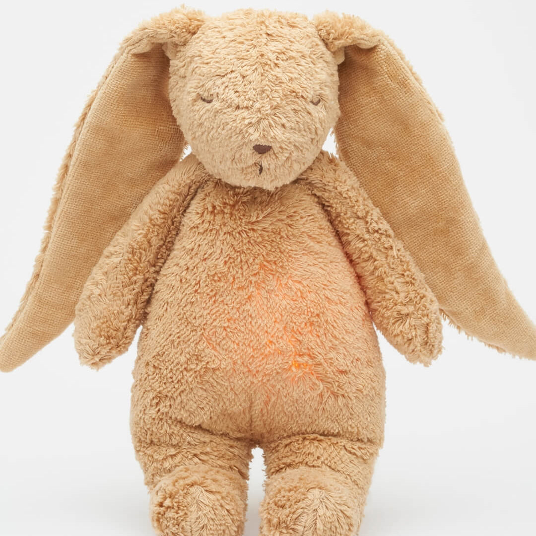 Moonie organic humming bunny with night lamp and cry sensor, Moonie organic kaisujänes öölambi ja nutusensoriga