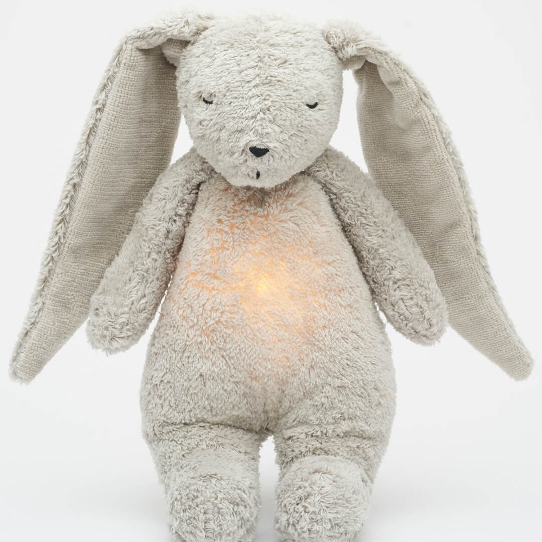 Moonie organic humming bunny with night lamp and cry sensor, Moonie organic kaisujänes öölambi ja nutusensoriga