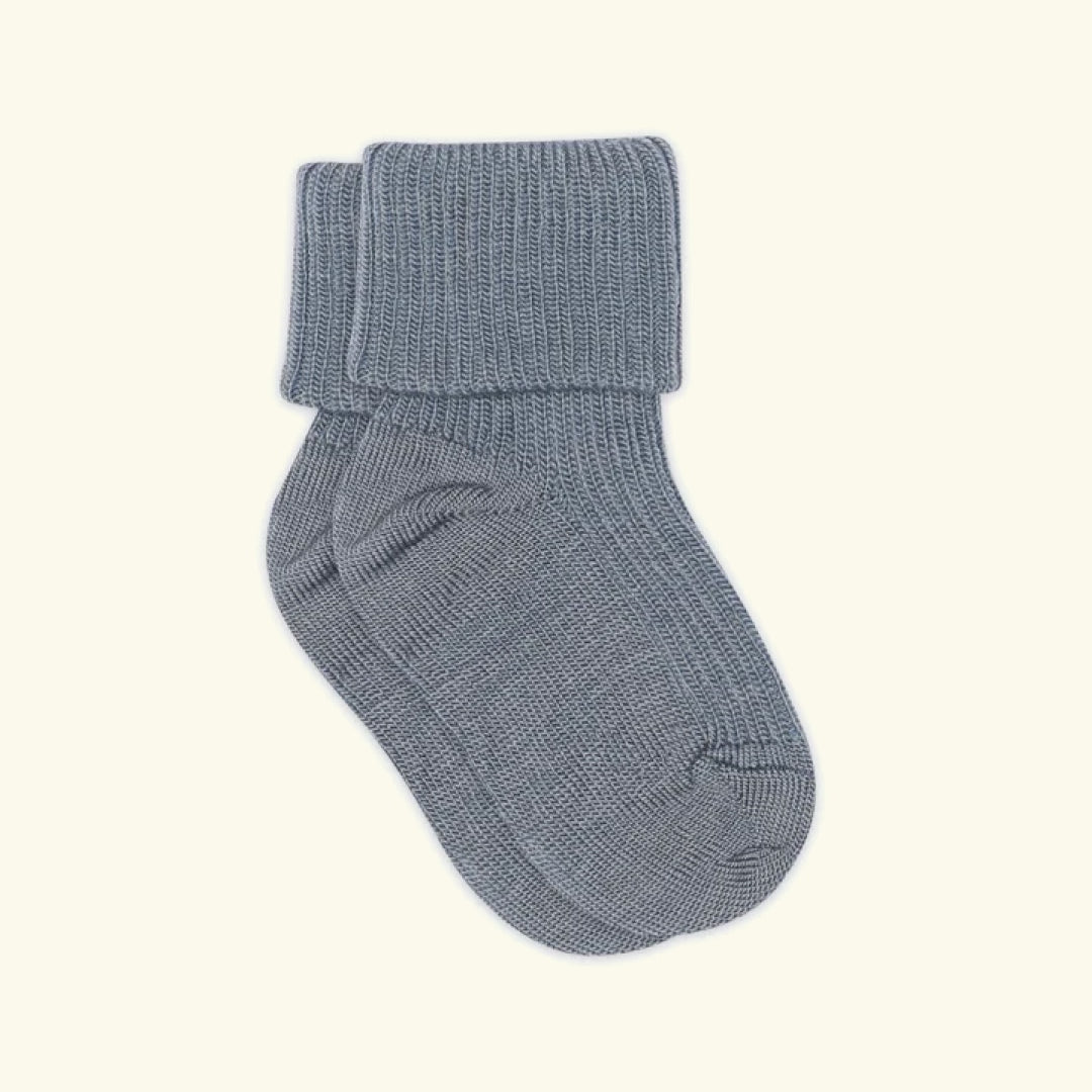 mpDenmark Wool Rib Baby Socks, meriinosokid, meriinovillased sokid, meriinovillasokid, Stone Blue