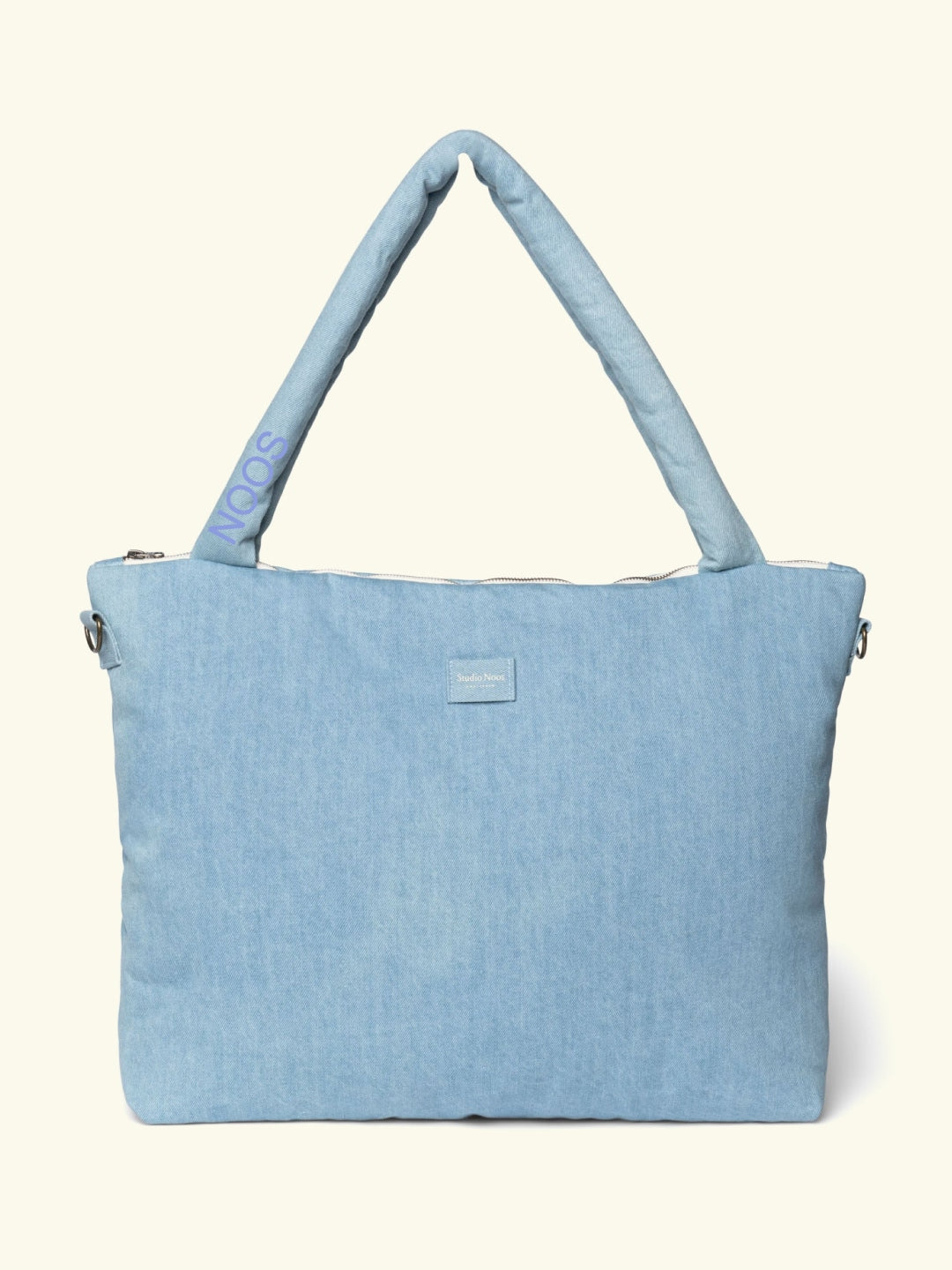 Studio Noos personalized diaper bag denim, personaliseeritud mähkmekott Denim, light blue