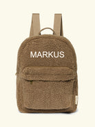Studio Noos personalized midi backpack with front pocket Brown, Studio Noos nimeline seljakott esitaskuga Pruun