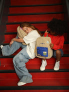 Studio Noos personalized midi backpack with front pocket Ecru/Cobalt, Studio Noos  tikitud nimega personaliseeritud seljakott Ecru/Cobalt, all-groups