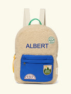 Studio Noos personalized midi backpack with front pocket Ecru/Cobalt, Studio Noos  tikitud nimega personaliseeritud seljakott Ecru/Cobalt