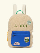 Studio Noos personalized midi backpack with front pocket Ecru/Cobalt, Studio Noos  tikitud nimega personaliseeritud seljakott Ecru/Cobalt