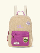 Studio Noos personalized midi backpack with front pocket Ecru/Purple, Studio Noos  tikitud nimega personaliseeritud seljakott Ecru/Purple