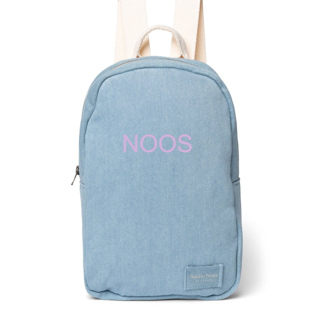 Studio Noos personalized mini backpack Denim, Studio Noos nimeline mini seljakott Denim teksa, lilac