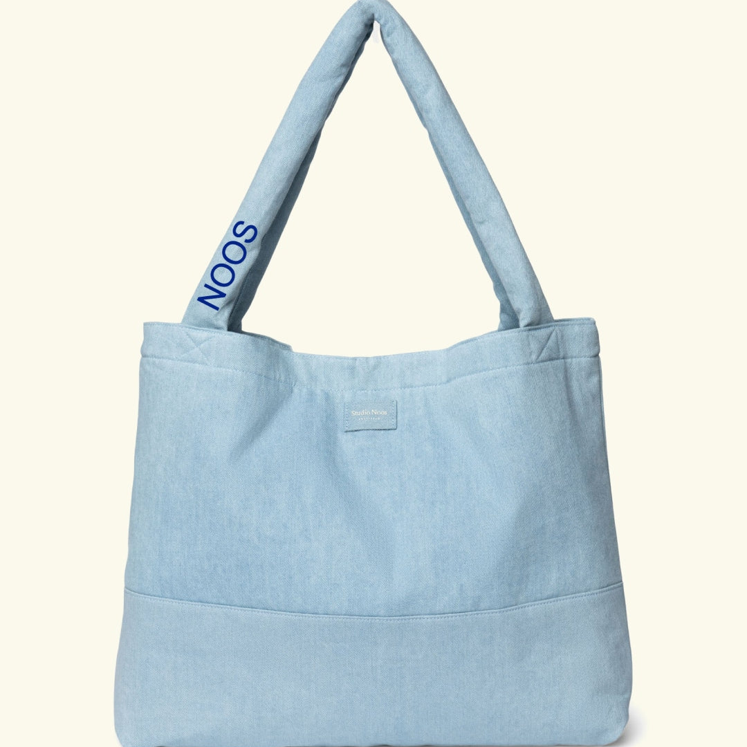 Studio Noos personalized mom-bag denim solid, Studio Noos personaliseeritud mom-bag, denim, dark blue, tumesinise kirjaga