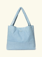 Studio Noos personalized mom-bag denim solid, Studio Noos personaliseeritud mom-bag, denim, off white, valge kirjaga