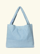 Studio Noos personalized mom-bag denim solid, Studio Noos personaliseeritud mom-bag, denim, light blue helesinise kirjaga