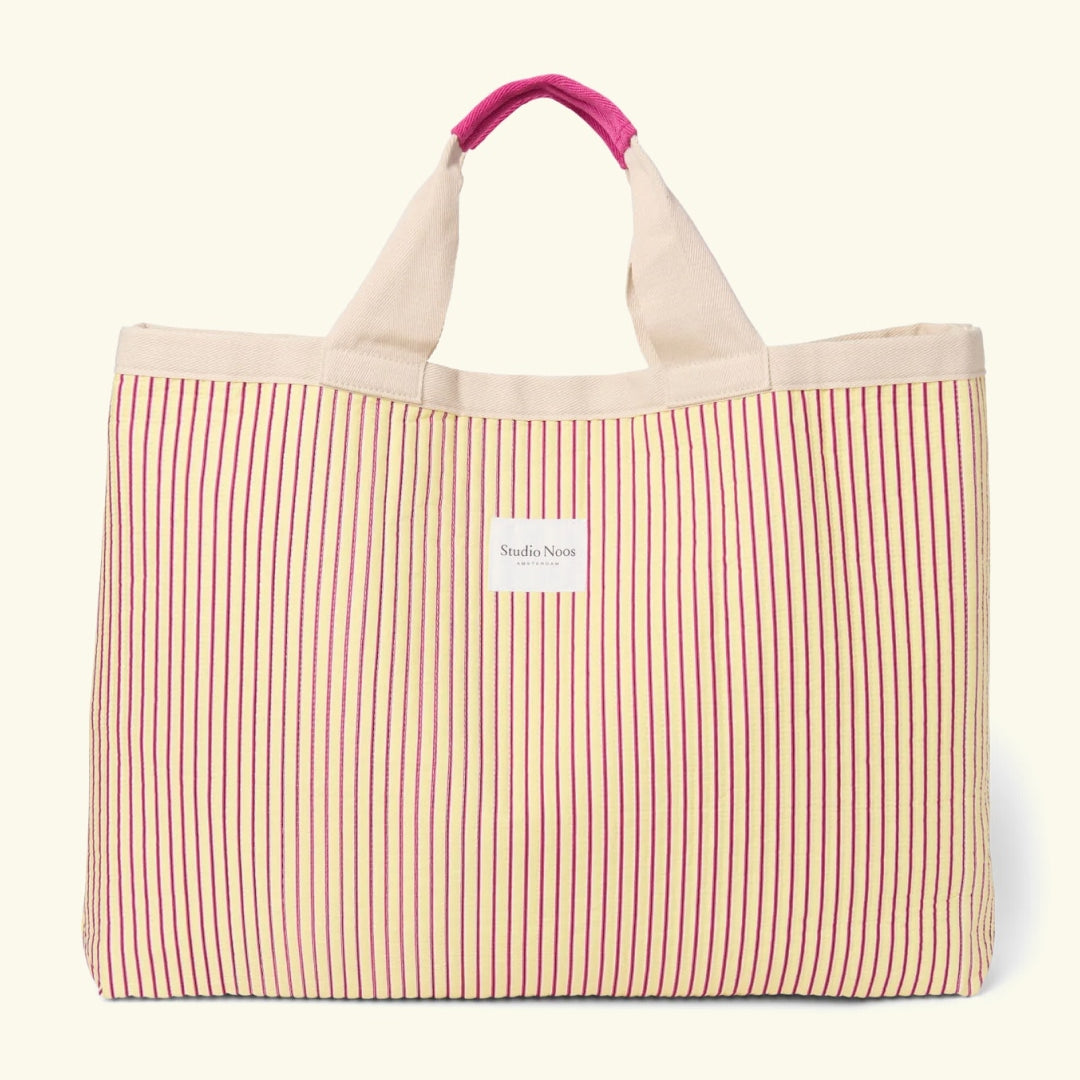Studio Noos Poplin Striped Beach Bag, Studio Noos poplin rannakott, butter yellow