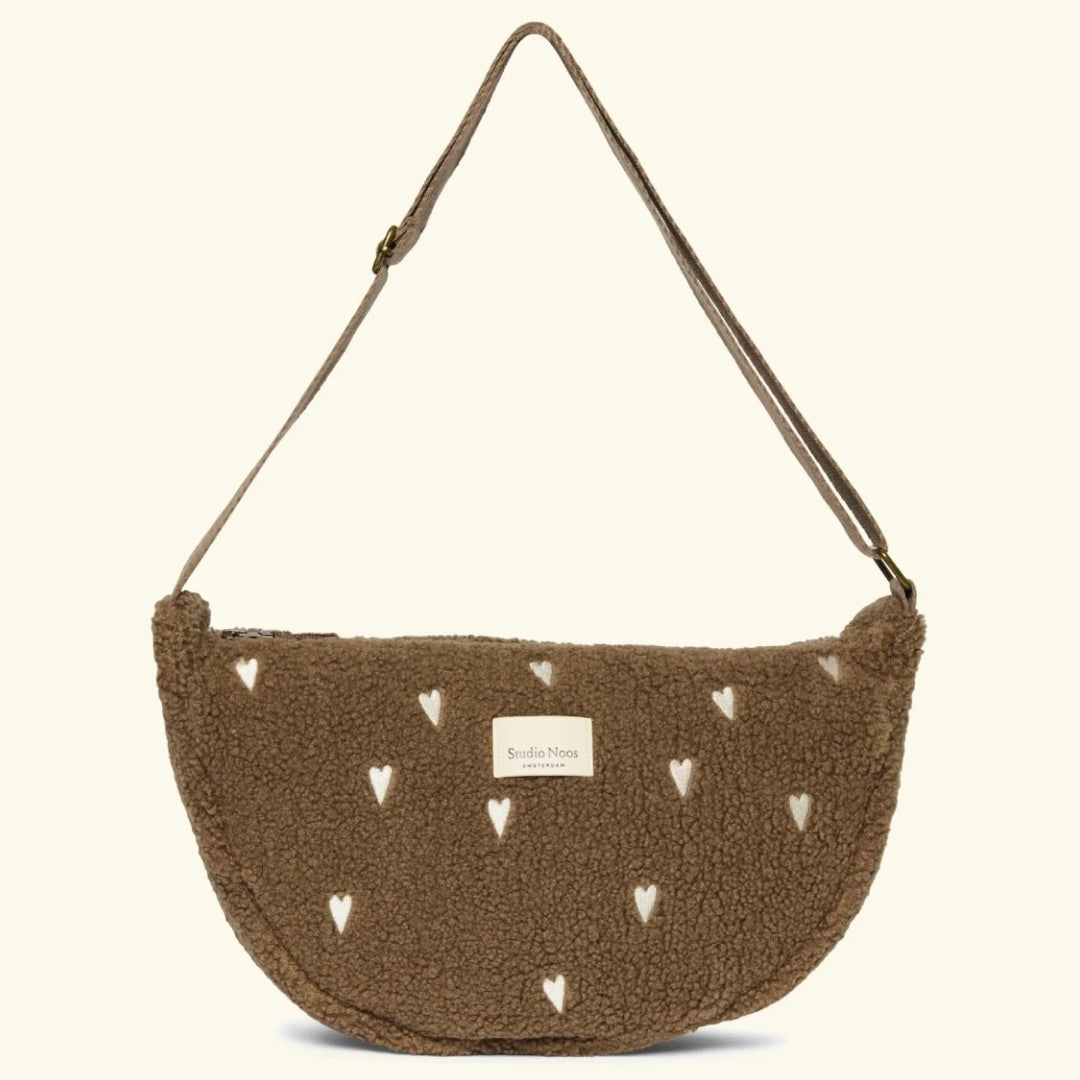 Studio Noos teddy fanny pack with hearts, Studio Noos südametega õlakott kõhukott võõkott pruun, Brown