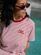 Tajinebanane t-shirt dress, red striped, Tajinebanane imetamise t-särkkleit