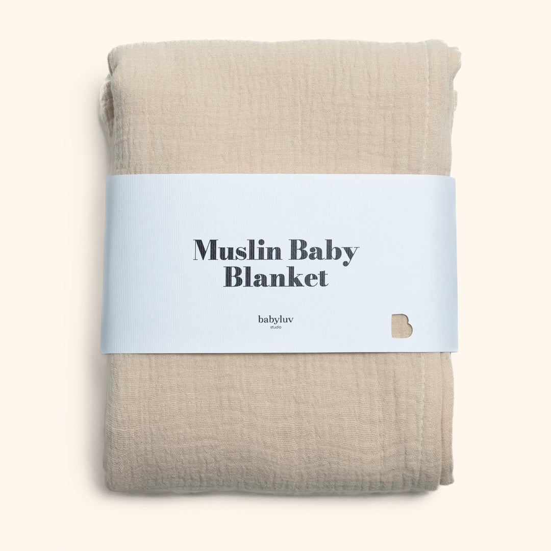 Babyluv Studio Muslin Baby Blanket, Babyluv Studio musliinist beebitekk, musliintekk, värv kreemikas buttermilk