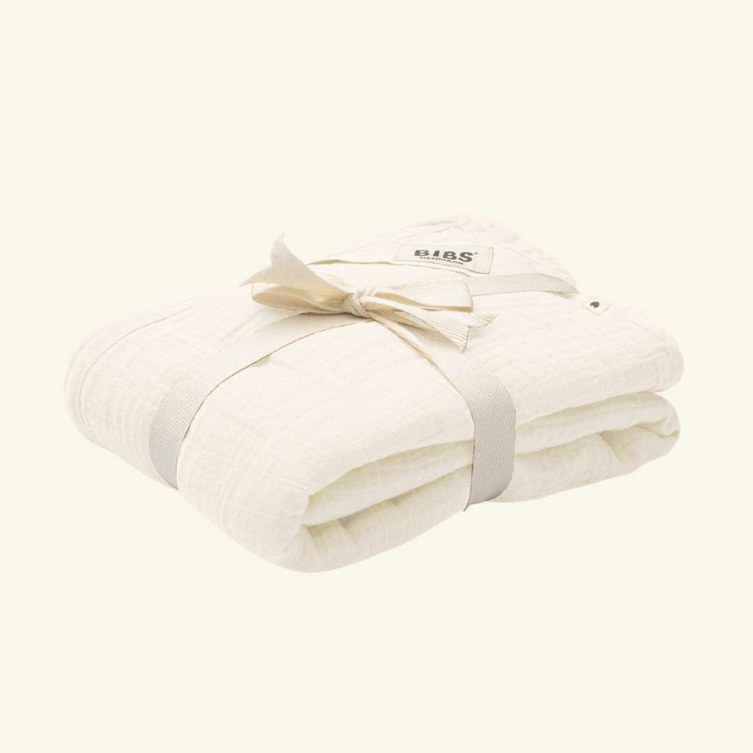 BIBS Cuddle Swaddle baby blanket, BIBS musliinist beebitekk, Ivory White