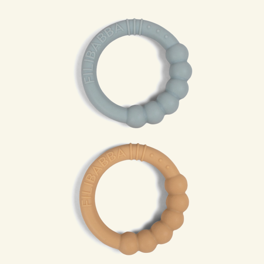 Filibabba Teether rings 2-pack Green, Filibabba närimisrõngad 2-pakk roheline