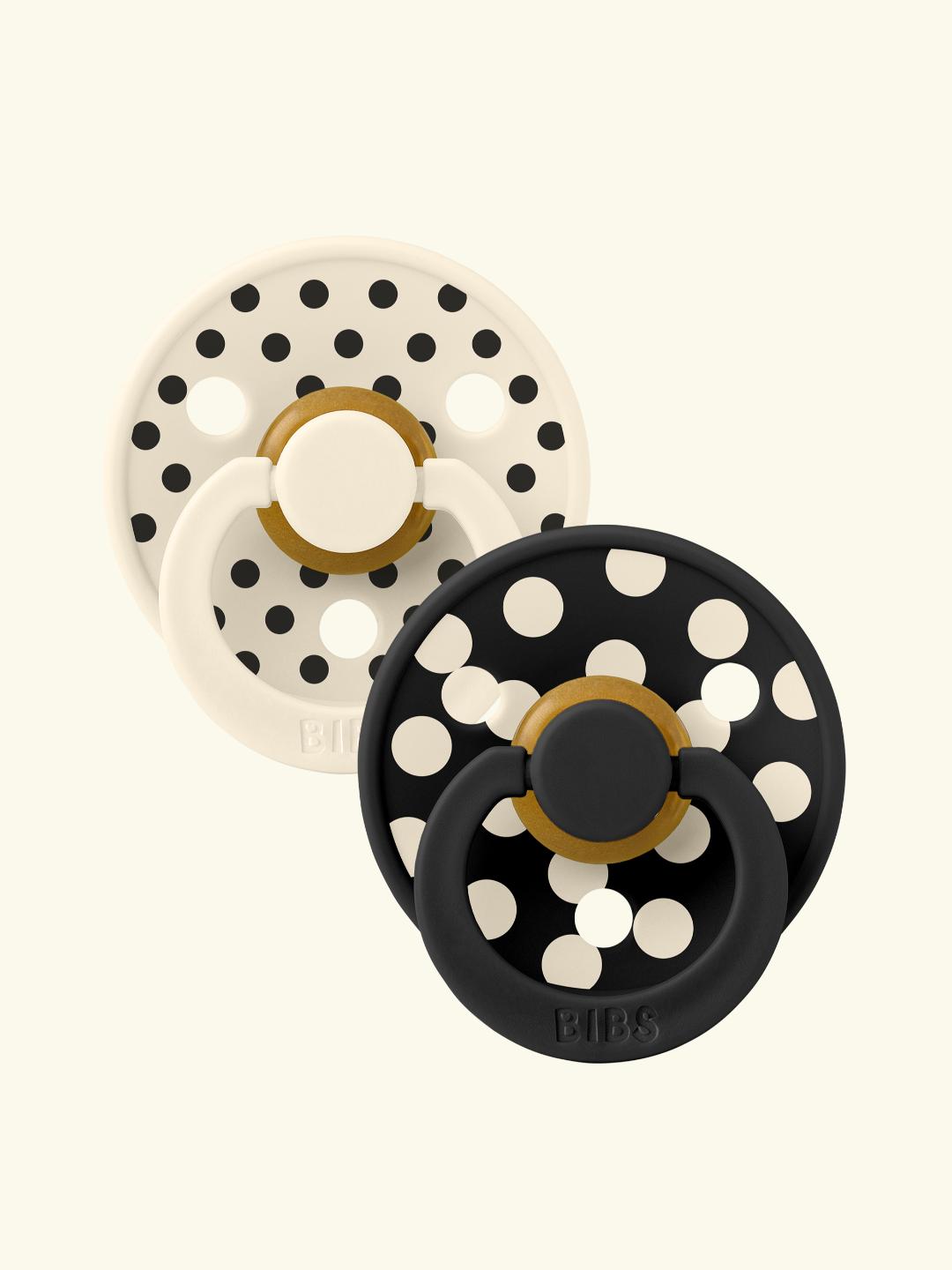 BIBS Studio Collection Colour Roudn Pacifiers Polka Dot, BIBS Studio Polka Dot kollektsioon, kirsikujulised lutid, ivory black