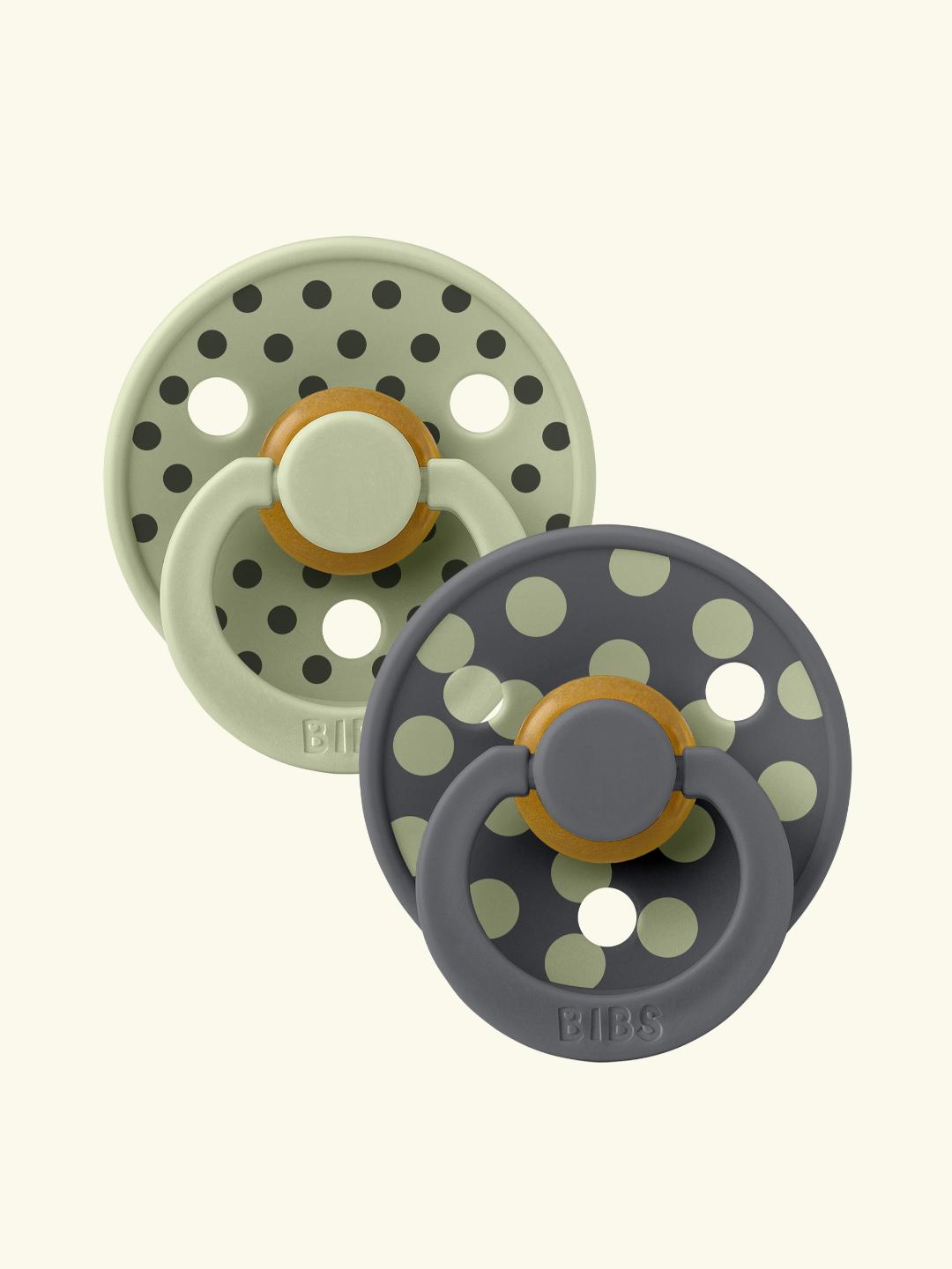 BIBS Studio Collection Colour Roudn Pacifiers Polka Dot, BIBS Studio Polka Dot kollektsioon, kirsikujulised lutid, iron sage