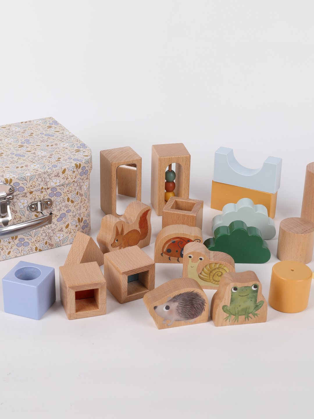 Filibabba suitcase kit wooden sensory blocks, Filibabba puidust sensoorsed klotsid kohvris