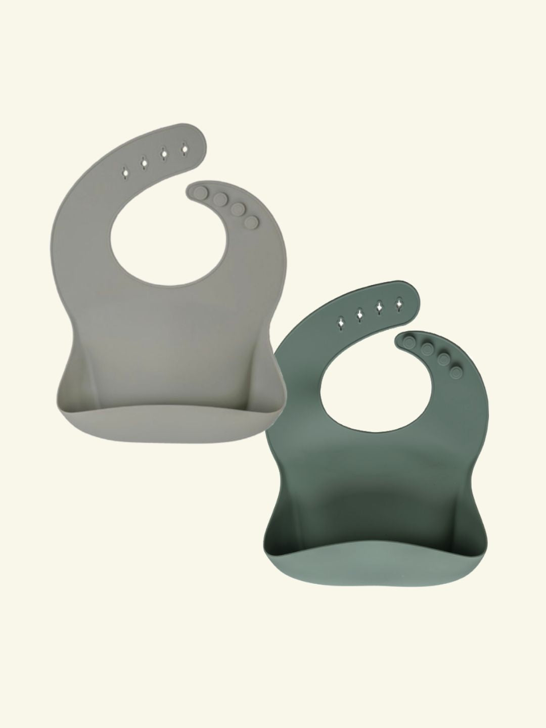 Atelier Keen Silicone Bib 2-pack, Atelier Keen silikoonist põll, pudipõll, 2-pakk, Greige / Blue Clay