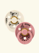 BIBS x MOOMIN Colour Round Pacifiers, BIBS X MUUMI kirsikujulised ümmarguse otsaga lutid naturaalne kumm, Muumi kollektsioon, little my dusty pink ivory