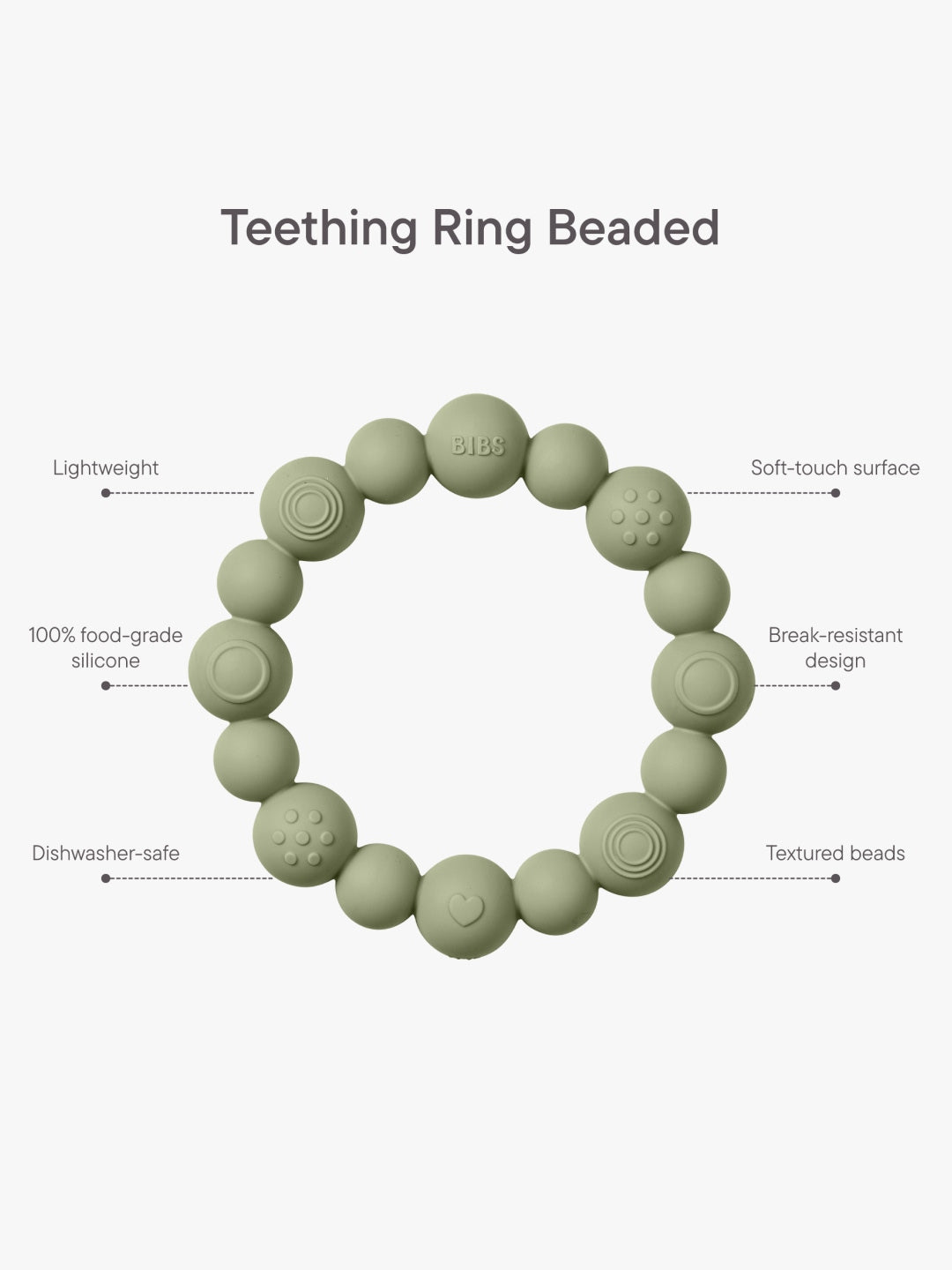 BIBS teething ring beaded, BIBS närimisrõngas närimislelu helmestega, pärlitega, all-groups
