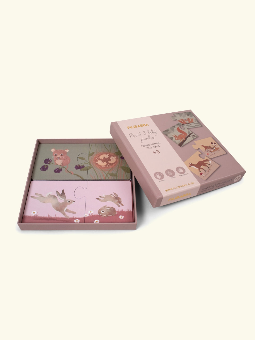 Filibabba parent and baby puzzle, Nordic Animals, Filibabba ema-beebi pusle, Põhjamaa loomad
