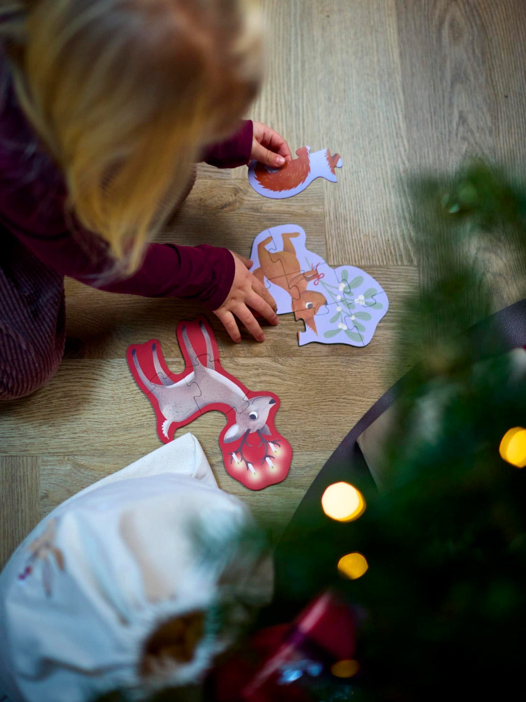 Filibabba set of 4 puzzles, wonderful winter, forest friends, Filibabba 4 pusle komplekt, imeline talv, metsaloomad