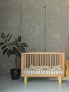 Karl & Fric Nox Cot - Natural Wood & Yellow, Karl & Fric Nox beebivoodi, võrevoodi, beebi võrevoodi