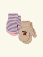 Konges Sløjd Filla Mittens 2-pack, Konges Sløjd Filla kindad käpikud 2-pakk, cherry stripe