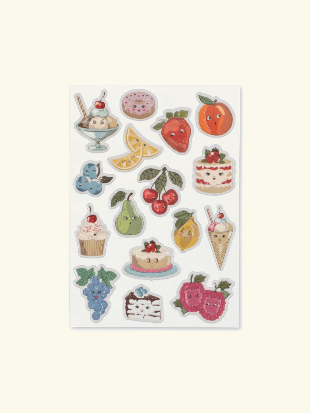 Konges Sløjd puffy stickers, fruity, Konges Sløjd pehmed kohevad kleepsud, loomad, puuviljad
