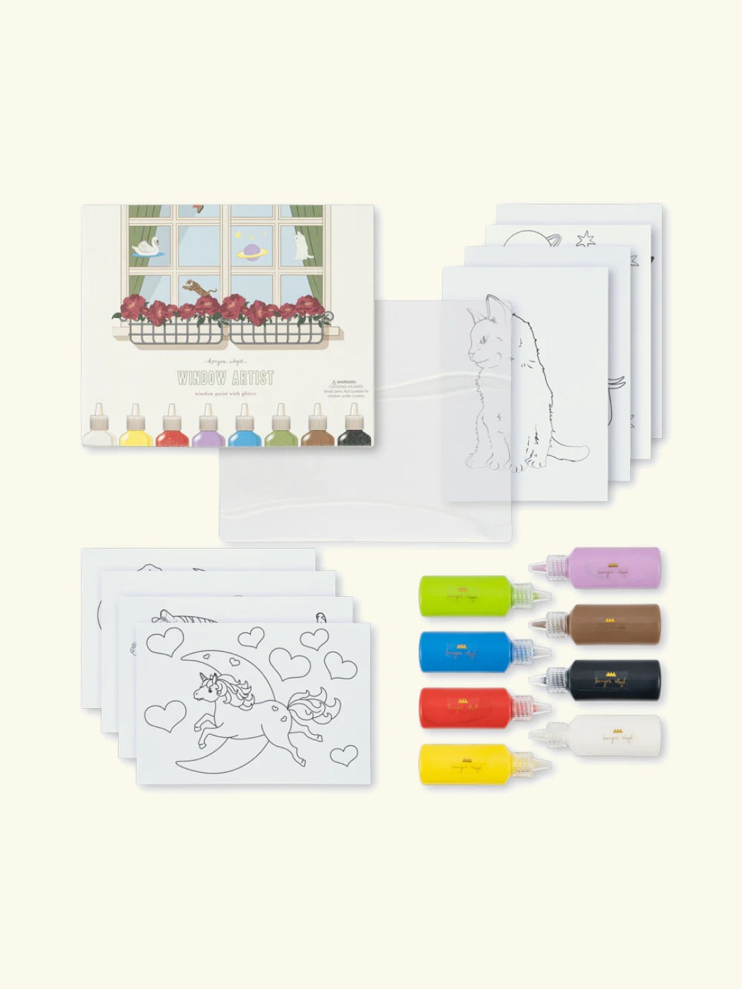 Konges Sløjd Window Artist Set, Konges Sløjd aknakunsti komplekt, aknaklaasile maalimise komplekt
